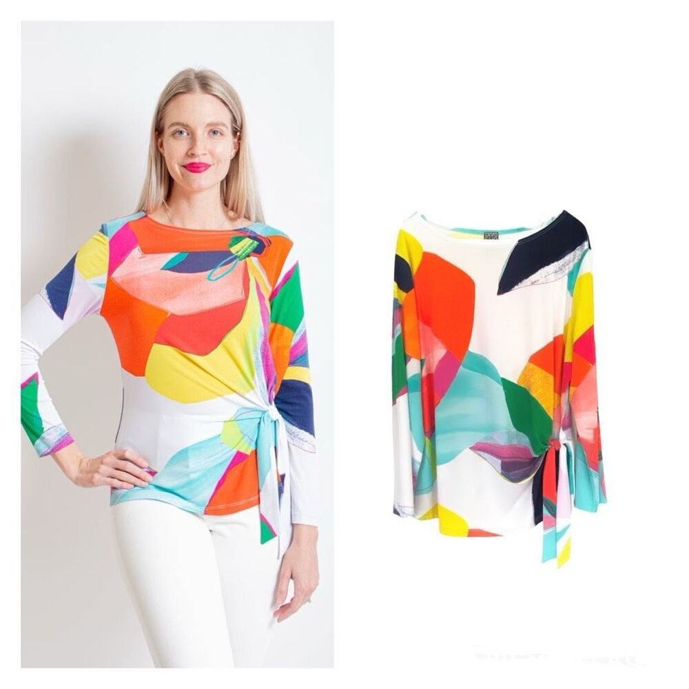 CLARA SUN WOO SUNBURST PETAL SIDE TIE WAIST TOP Sz 2X